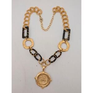 Susan Shaw Equestrian Tortoise Link Horse Necklace 19.5" Excellent Condition